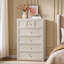 Ensemble de chambre à coucher Aastha 3 pièces, blanc - Commode 5 tiroirs et 2 tables de chevet 3 tiroirs-1883972146-1891578155