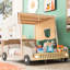 Lit voiture en bois naturel avec coussin doux, flanelle et laine confortable