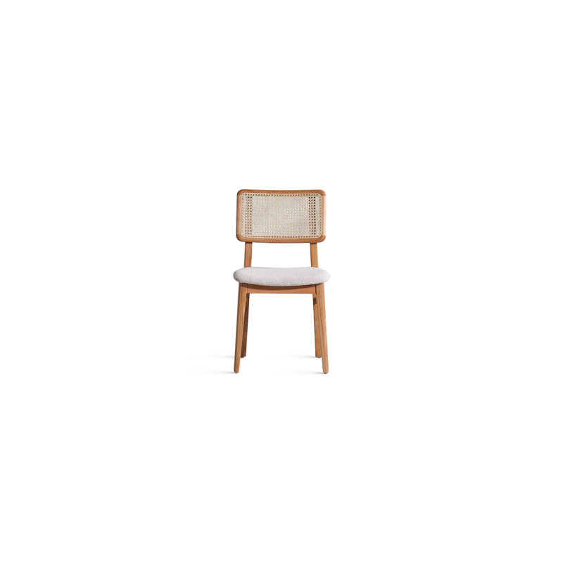 Scandinavian Style Chair, 100% Beech Wood, Natural Color, 17.7 x 33.5 x 18.9 inches | Soft Teddy Fabric Upholstery | Durable & Elegant Design, Perfect for Living Room, Dining Room, or Home Office