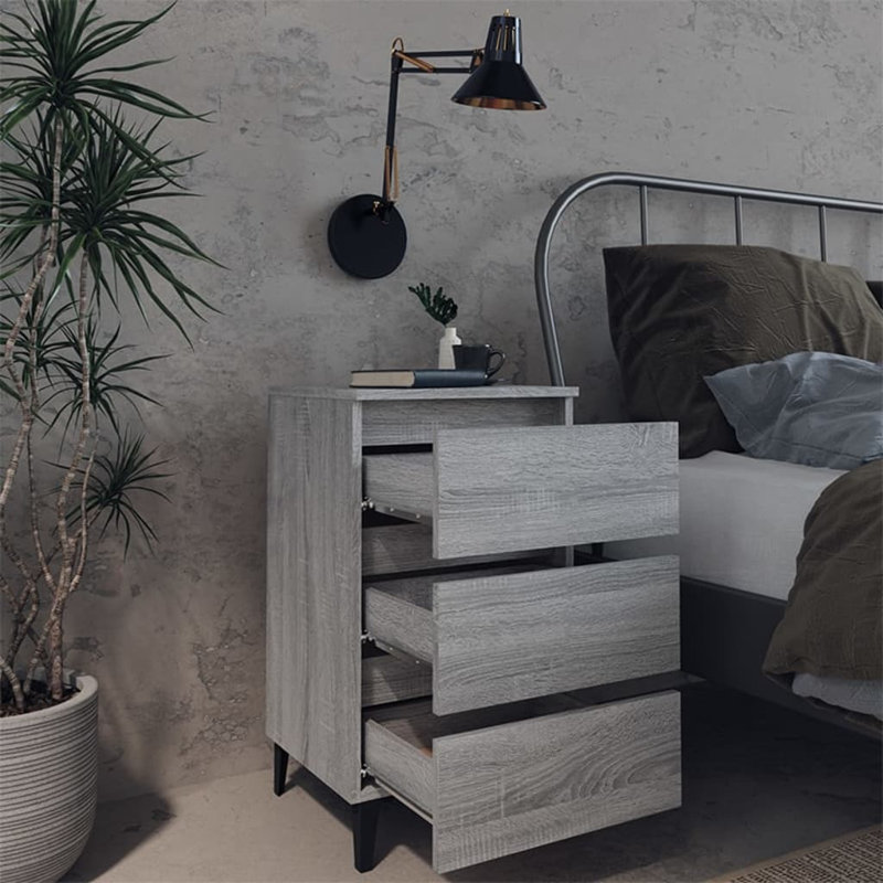 Pythagoras 40 cm W Bedside Table, Grey Sonoma