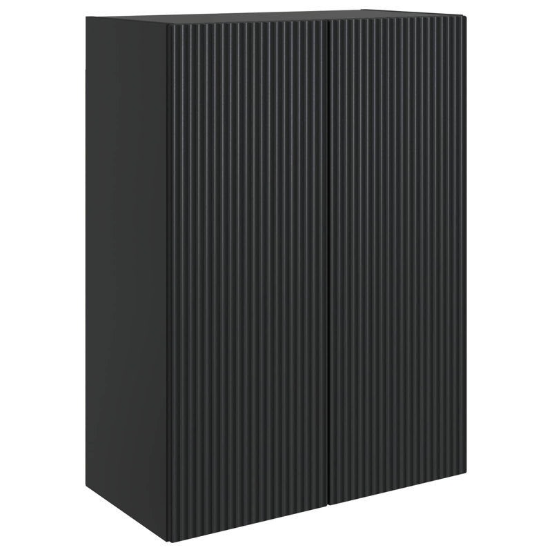  Wall-Mounted Cabinet Engineered Wood Storage Home Office Shelf Modern, Black
