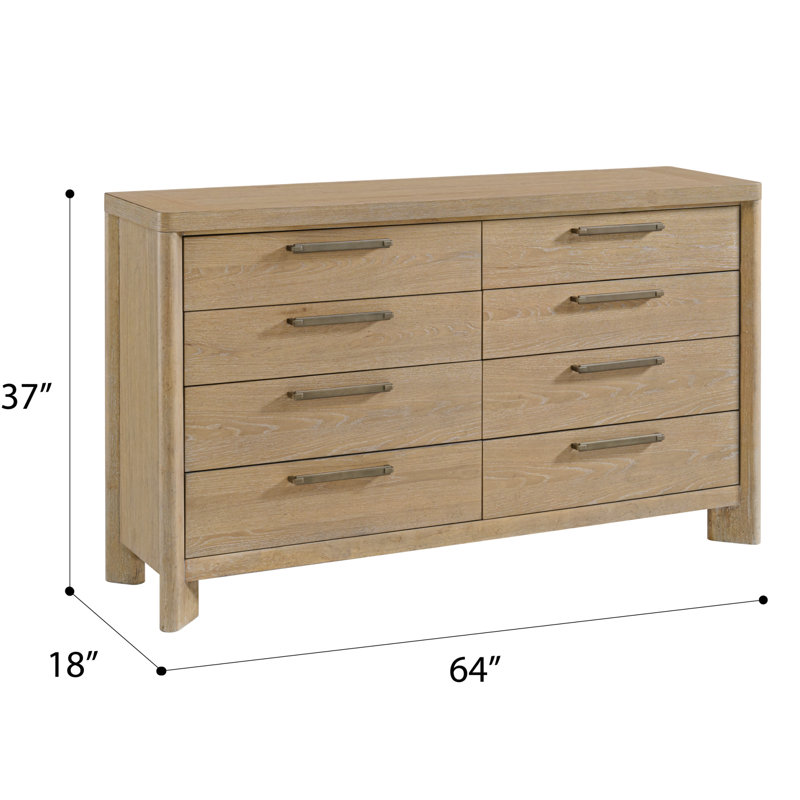 Karcen Solid Wood 64'' 8-Drawer Rustic Dresser