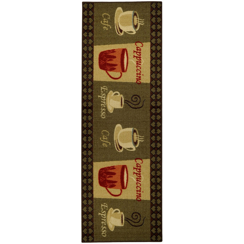 Tapis de cuisine Cafe, Cappuccino, Espresso Rishel, Tapis de couloir 1 pi 8 po x 4 pi 11 po