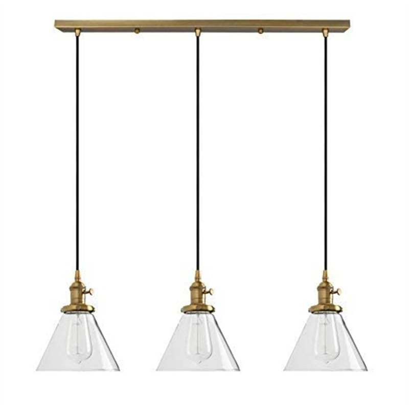 3 - Light Clear Kitchen Island Pendant, Antique