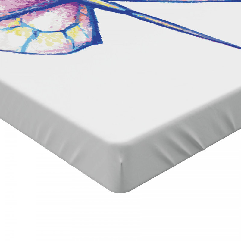 Twin Blue Butterfly Print Microfiber Fitted Sheet