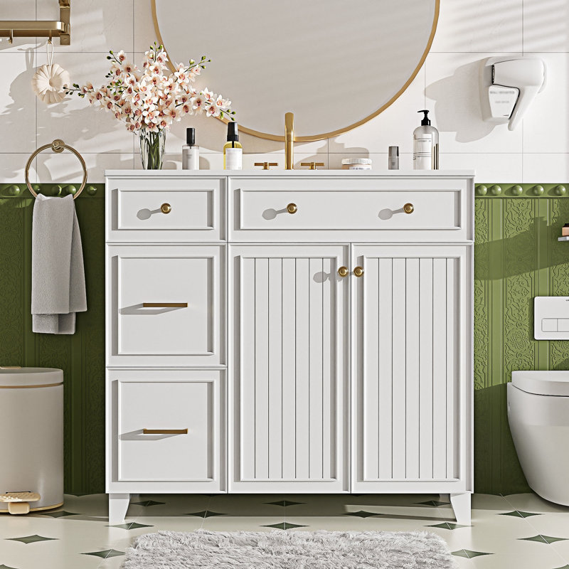 Bathroom Vanity With Ceramic Sink, White