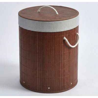 Bamboo Hamper With Lid Round 58 Lt Natural