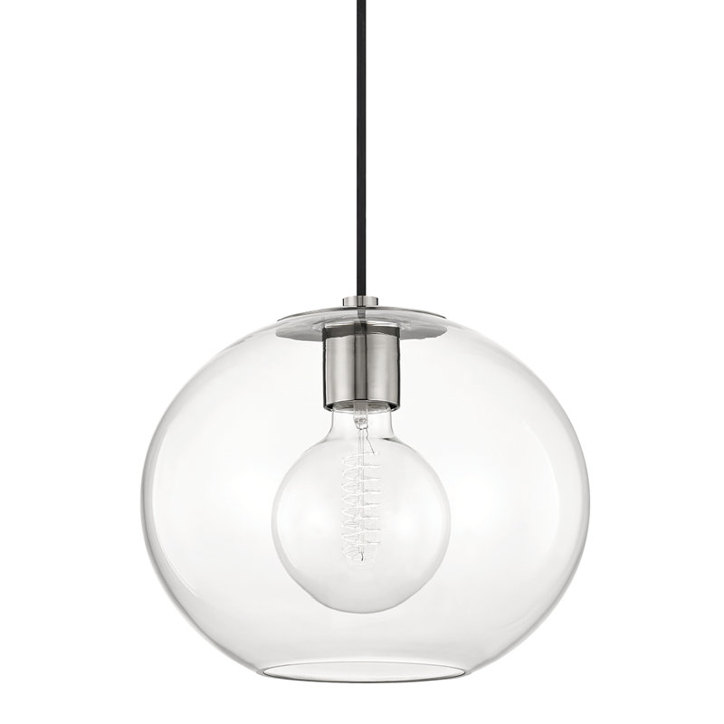 Margot 1 Light Pendant, 10.5" H x 12.25" W x 12.25" D, Polished Nickel