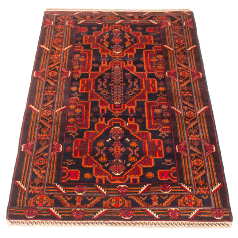Tapis bleu foncé Teimani 3 pi 6 po x 6 pi 6 po