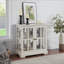 Vitrine lumineuse à DEL, design rétro, tablettes réglables en verre, unité de rangement blanc antique, fermeture magnétique, décoration intérieure