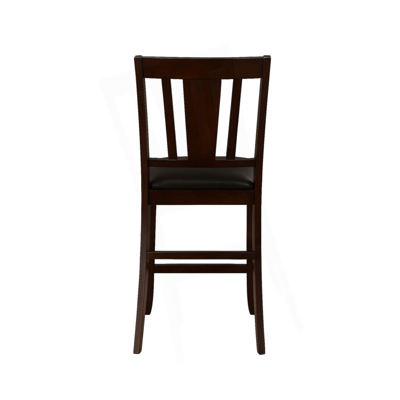 Ensemble de 2 chaises de comptoir traditionnelles avec assise rembourrée en similicuir espresso