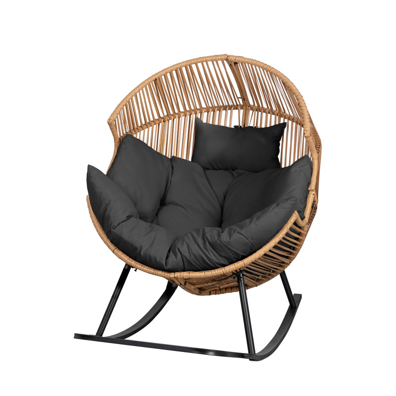 Fauteuil à bascule d'extérieur avec coussin Calcedonio, Gris / naturel