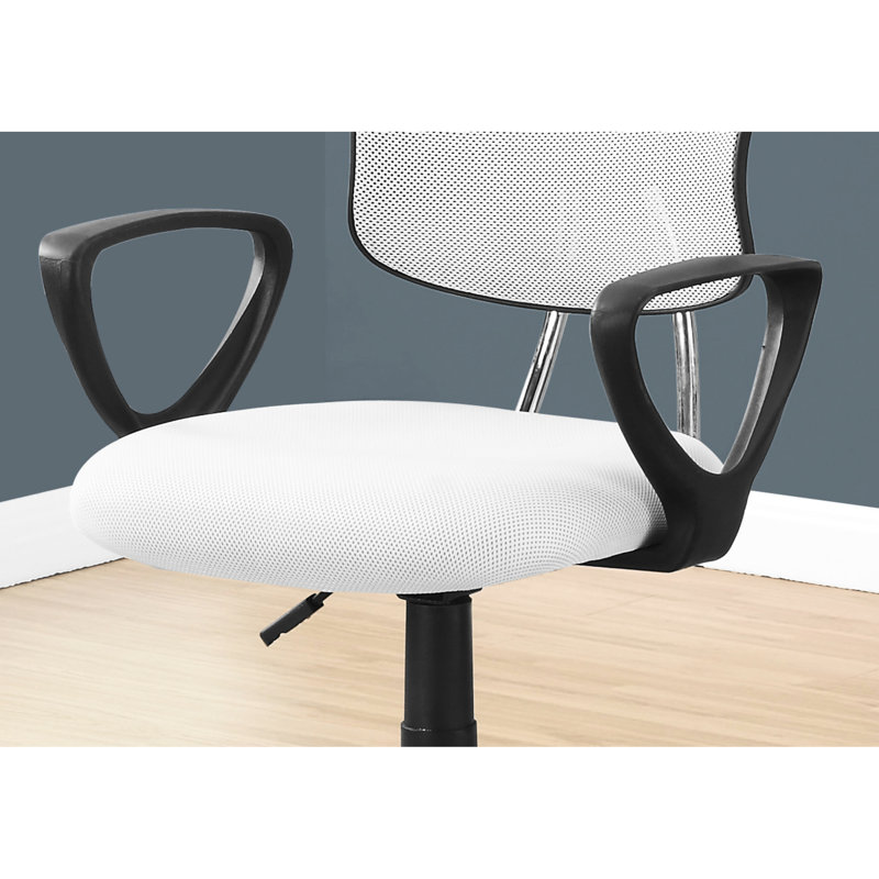 Chaise de bureau réglable en S - ergonomique, blanc, base en métal noir, siège respirant