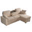 Canapé modulaire multifonctionnel à 3 places avec plateau amovible et porte-gobelets, chaise de rangement, dossiers réglables, revêtement en chenille douce, structure en bois beige pour plateau porte-espace, méridienne
