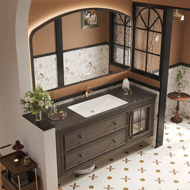 Armoire de salle de bain française, H 21,6 po x l 59 po x P 21,6 po
