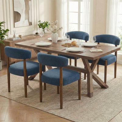 Allegro Upholstered Dining Chair Set of 4, Extra-Wide 20” Seat, Deep Cushioned Comfort, Durable Easy-Care Fabric, Solid Wood Legs