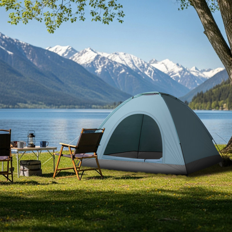 3-Person Dome-Shaped Portable Camping Tent, Blue