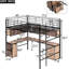 Lit mezzanine double en métal avec bibliothèque, bureau et armoire - finition noire. Maximisez l'espace dans les pièces restreintes. Structure. Assemblage requis et noir. Créez une construction robuste plus restreinte.