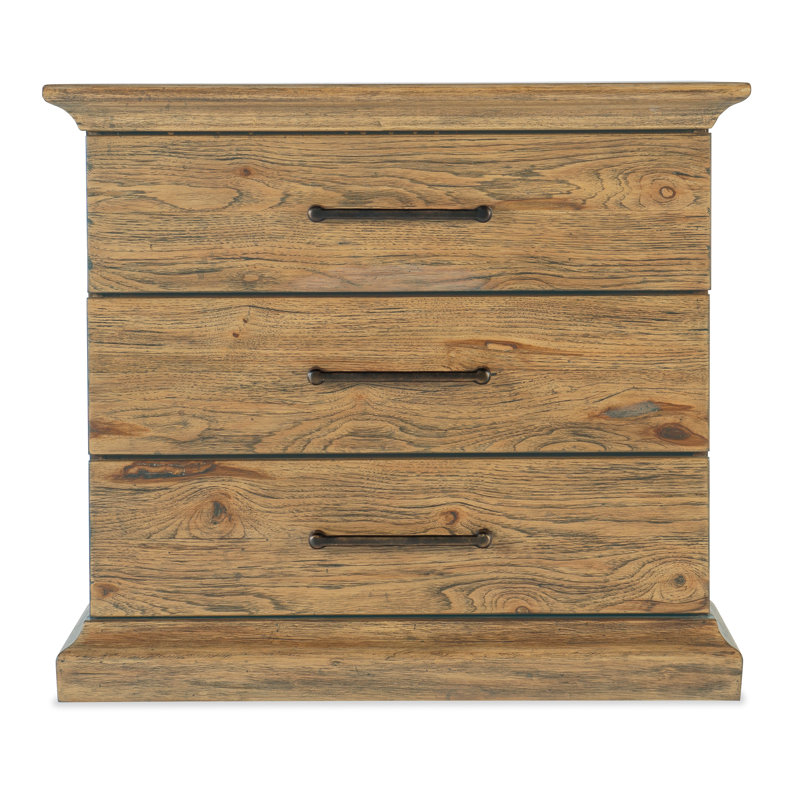 Vintage Natural Pecky Hickory 3-Drawer Nightstand with USB Port