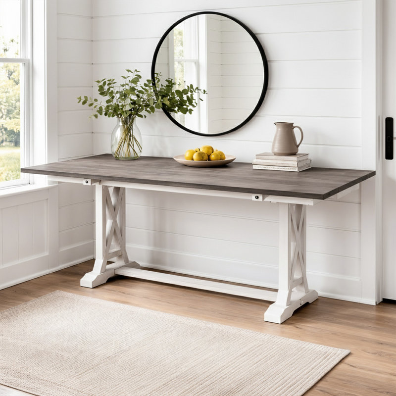 Highworth 64" Solid Wood Flip Top Console Table, Cream