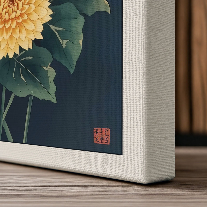 Chrysanthemum Study Botanical - Wrapped Canvas, Cream Border, 30x20 - 76.2 x 50.8 cm