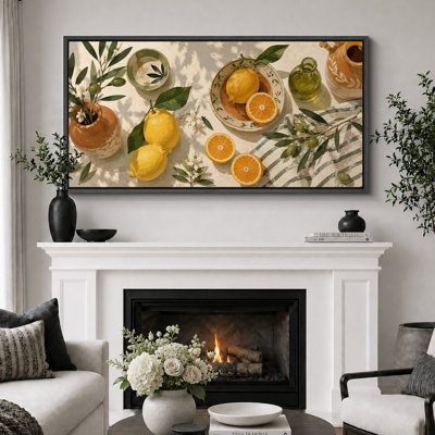«Orange citron et olive nature morte», images de cuisine, impression sur toile encadrée, 3 pièces 