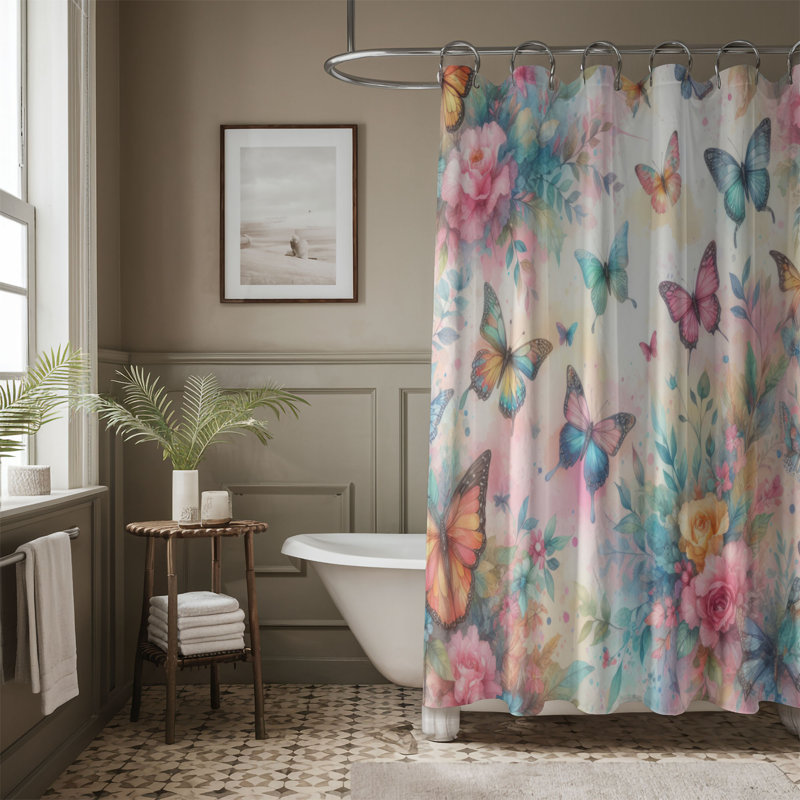 Rideau de douche standard 1 pièce Butterfly Splash Flight, H 74 po x l 40 po