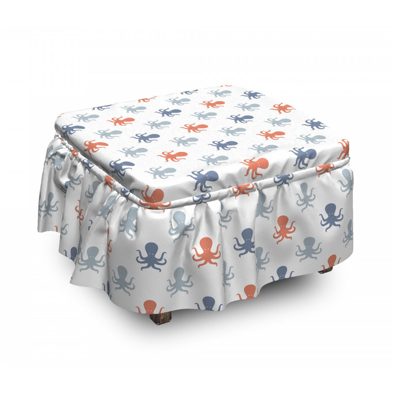 Ensemble de housse pour repose-pieds à coussins carrés 2 pièces octopus nautique