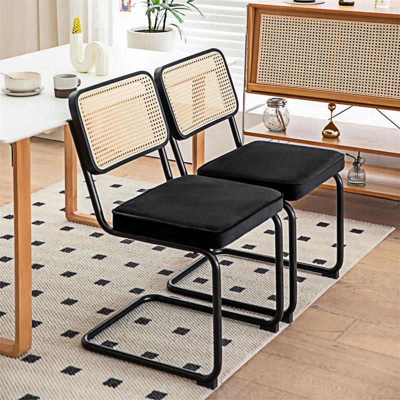 Ensemble de 2 chaises d'appoint rembourrées, Noir