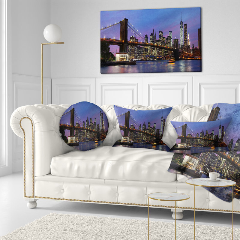 Coussin lombaire Brooklyn Bridge et Manhattan at Sunset