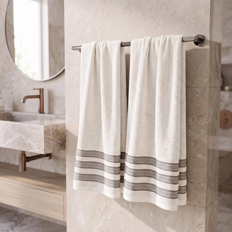 Serviettes de bain moelleuses 100% coton, Pierre