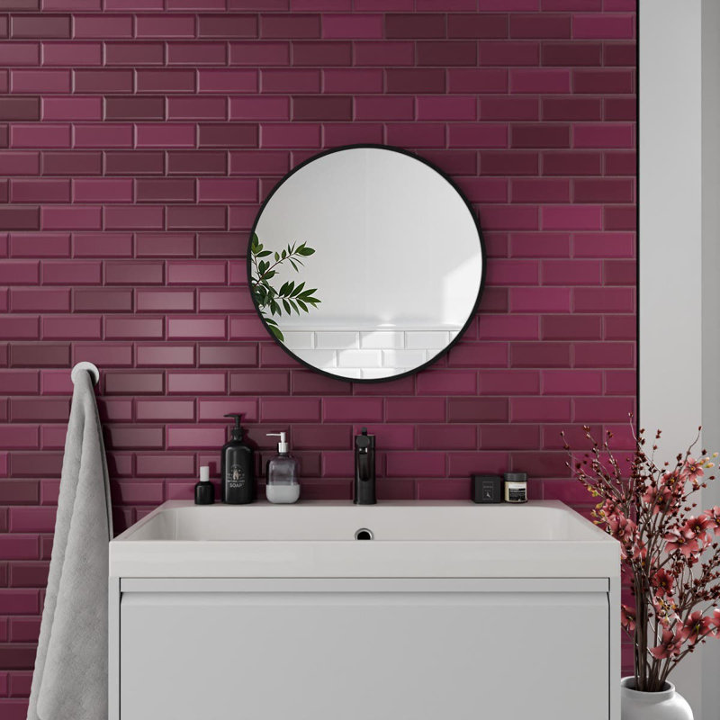 Aluminium Round Mirror, Black, 60cm x 60cm