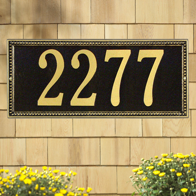 Egg and Dart 1-Line Wall Address Plaque, Green and Gold, Yes