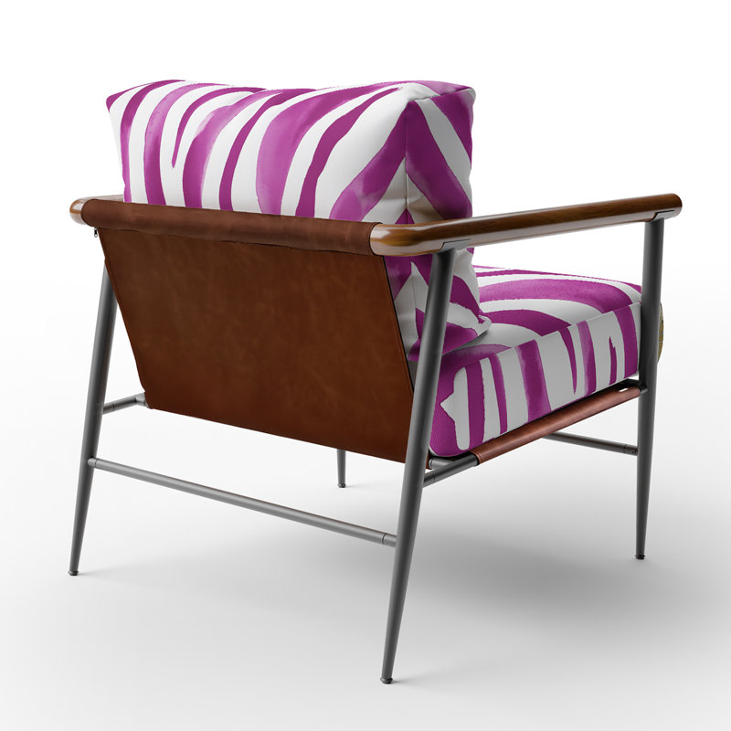 Chaise à accoudoirs rembourrée Zebra, Violet / blanc, Noir, noir, noir, noir