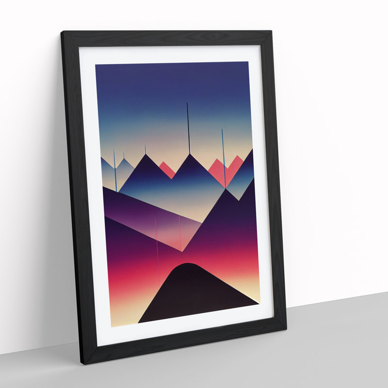 Triangular Architecture Abstract - Single Picture Frame Print, Black , 64cm H x 46cm W x 2cm D
