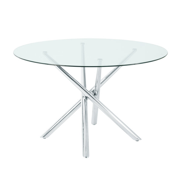 Wrought Studio Round Glass Dining Table | Wayfair