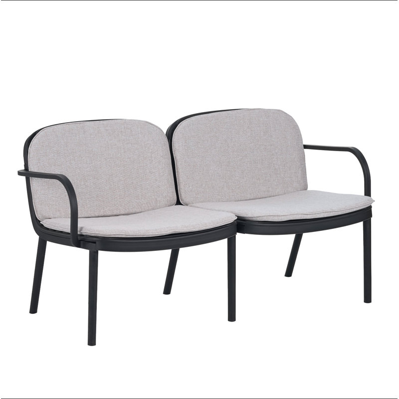 Causeuse d'extérieur en polypropylène Luna, structure noire, Beige, Black