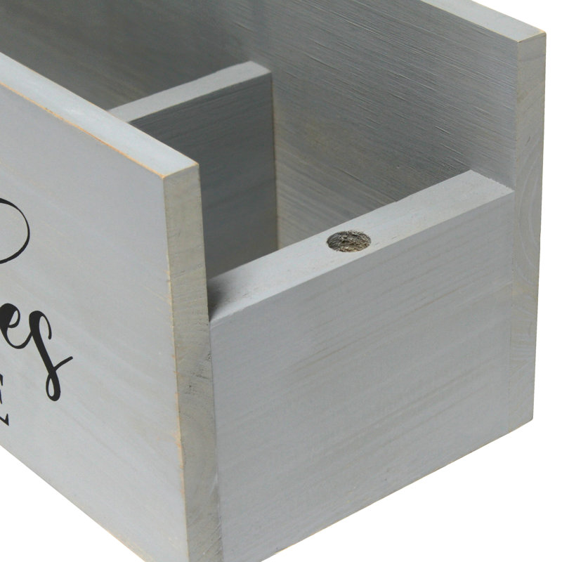 Wood Rectangle Flatware Caddy, Grey Wash
