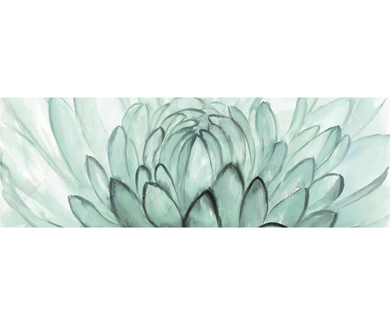 Fleur turquoise - imprimé floral mat pour la décoration intérieure, H 16 po x l 48 po, Noir