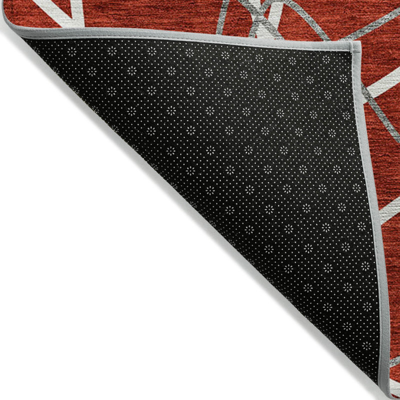 Tapis intérieur / extérieur géométrique lavable 3 pi x 5 pi rouge et ivoire