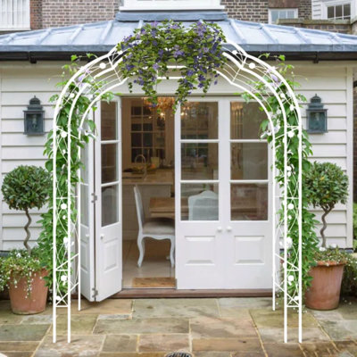 98.5“ H Metal Arch Garden Arbor In White