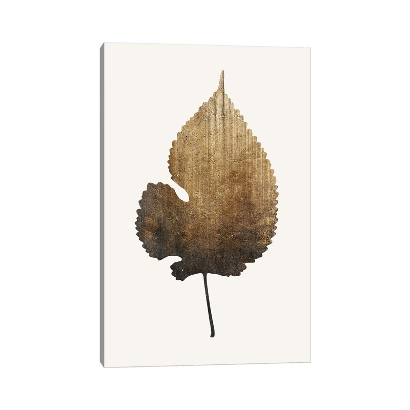 Golden Leaf by Kubistika - Wrapped Canvas Gallery-Wrapped Canvas Giclée, 20.32 cm H x 30.48 cm W