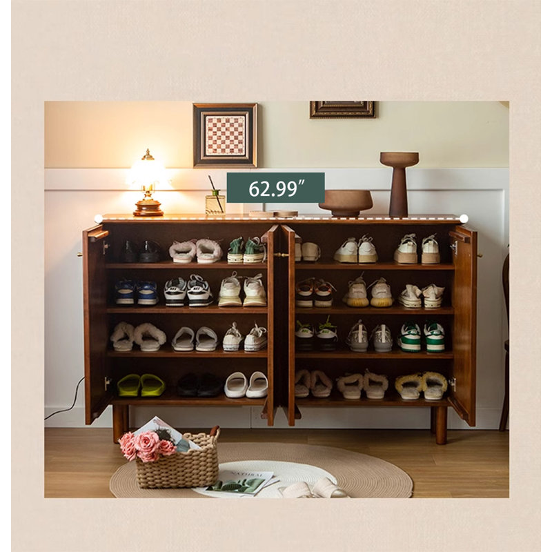 62.99" Brown Rectangular Solid Wood Shoe Storage