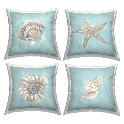 Ensemble de coussins décoratifs 4 pièces Sea Life on Blue par Julie DeRice