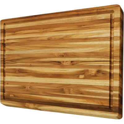 Large Teak Wood Cutting Board For Kitchen, Edge-Grain Butcher Block Cutting Board -  gaomon, blk-PHO_14CL1RLB