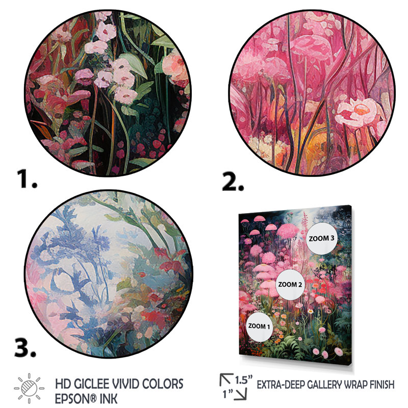 Enigma, fleurs de jardin roses et vertes 5 - Tachisme, art mural, Toile tendue, H 60 po x l 28 po x P 1,5 po
