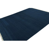 Cotton Geometric Area Rug in Blue