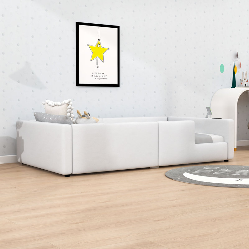 Upholstered Platform Bed with Charging Station