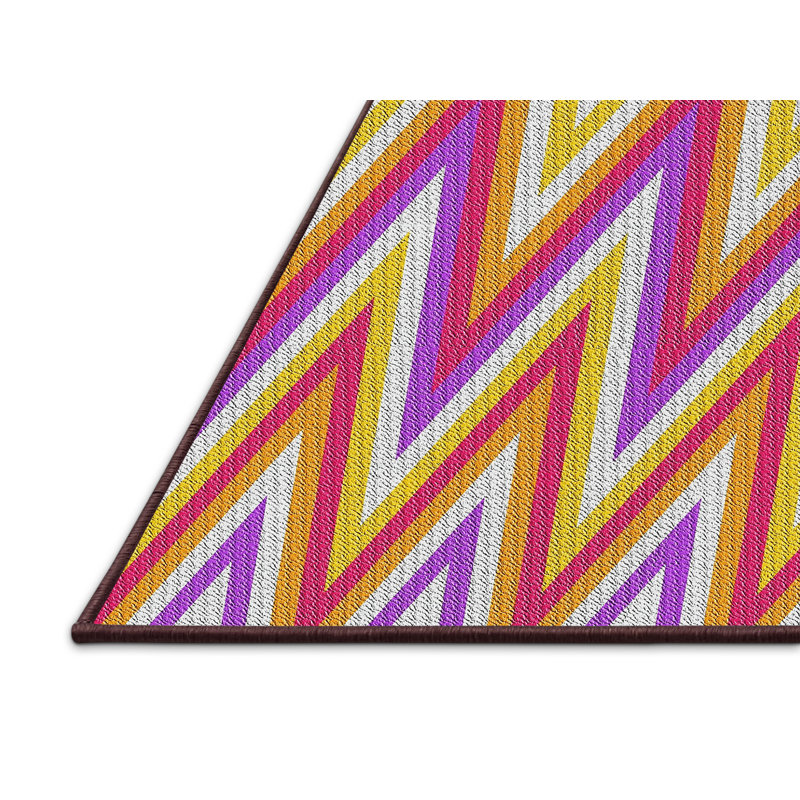 Tapis jaune à chevrons Siler, Rectangle 5 pi x 7 pi