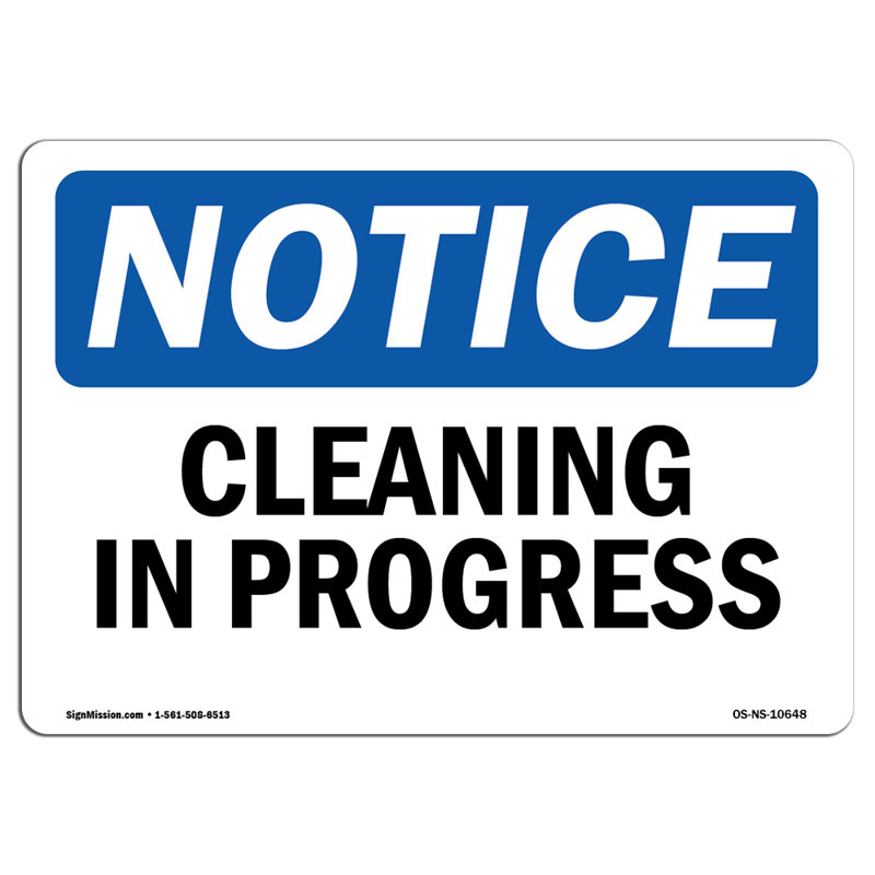 Cleaning In Progress Plastic Sign 10" X 7"